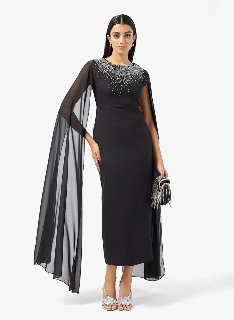خزانة Embellished Shift Dress With Trail